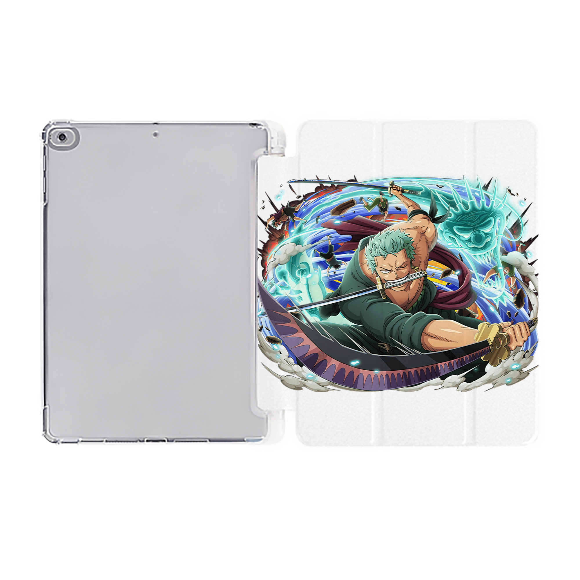 （画像用） ワンピース ロロノア・ゾロ ONE PIECE Roronoa Zoro IPad ケース ペン収納付き 三つ折りスタンド PUレザー×シリコン 対応機種9.5/10.5/10.9インチ